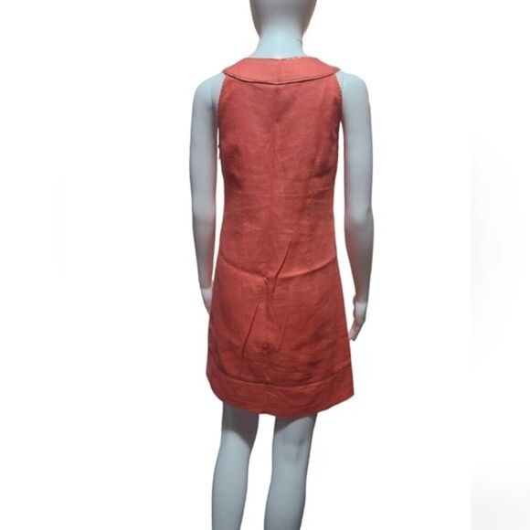 Loft Coral Orange Sleeveless Cotton Shift Dress - Picture 3 of 6